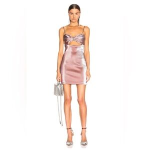AREA NYC Bra embellished Lame Mini Dress In Rose